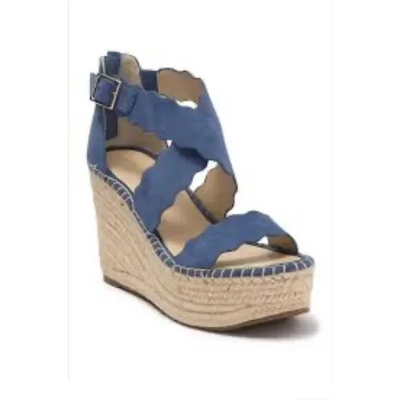 Marc Fisher Calita Platform Wedge blue size 6 M - Picture 1 of 7